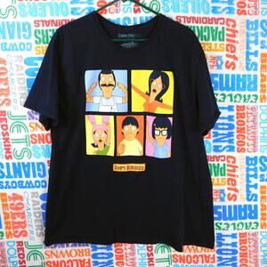 Bobs Burgers T Shirt Size 2XL Character Grid Graphic Black